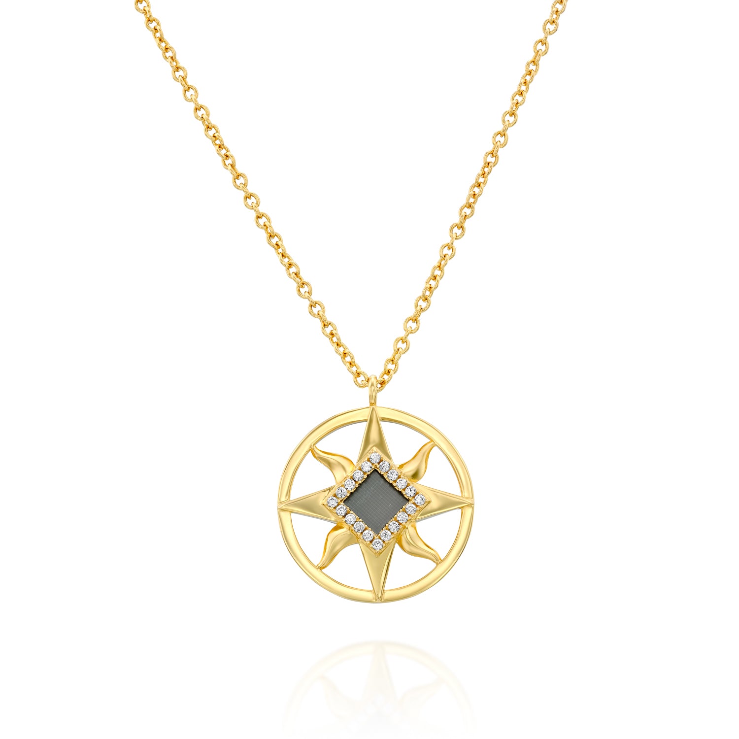 14k Solid Gold Sun Necklace