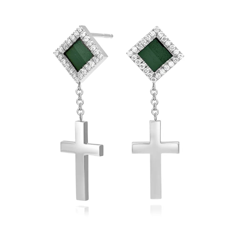 14k Solid Gold Cross Earrings