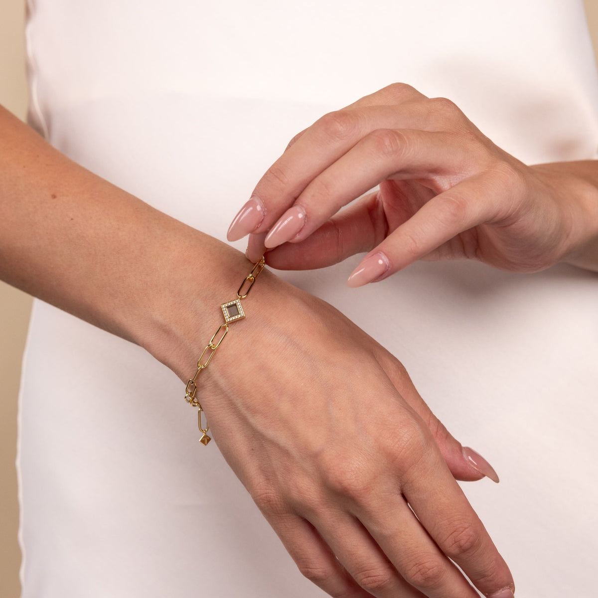 Solid Gold Paper Clip Bracelet TANAOR Jewelry US