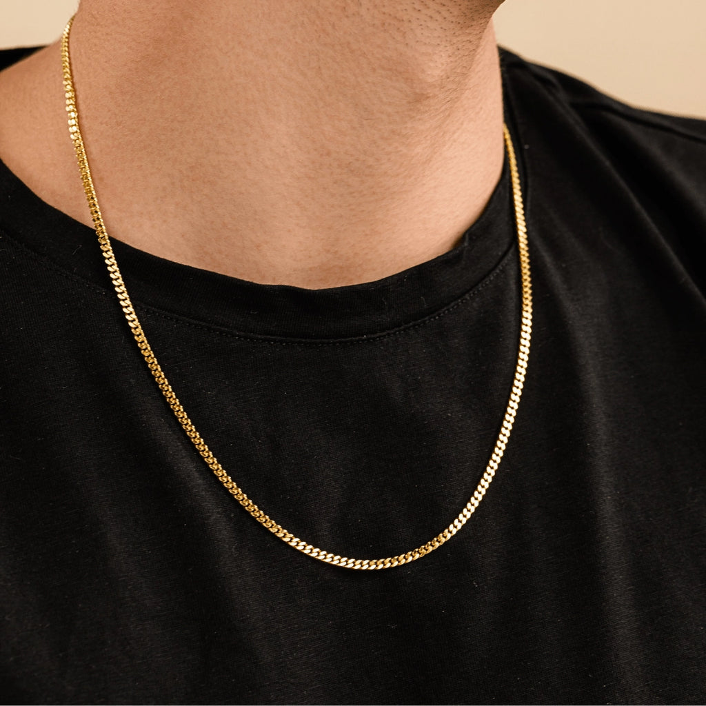 14k Solid Gold Cuban Necklace- 3mm