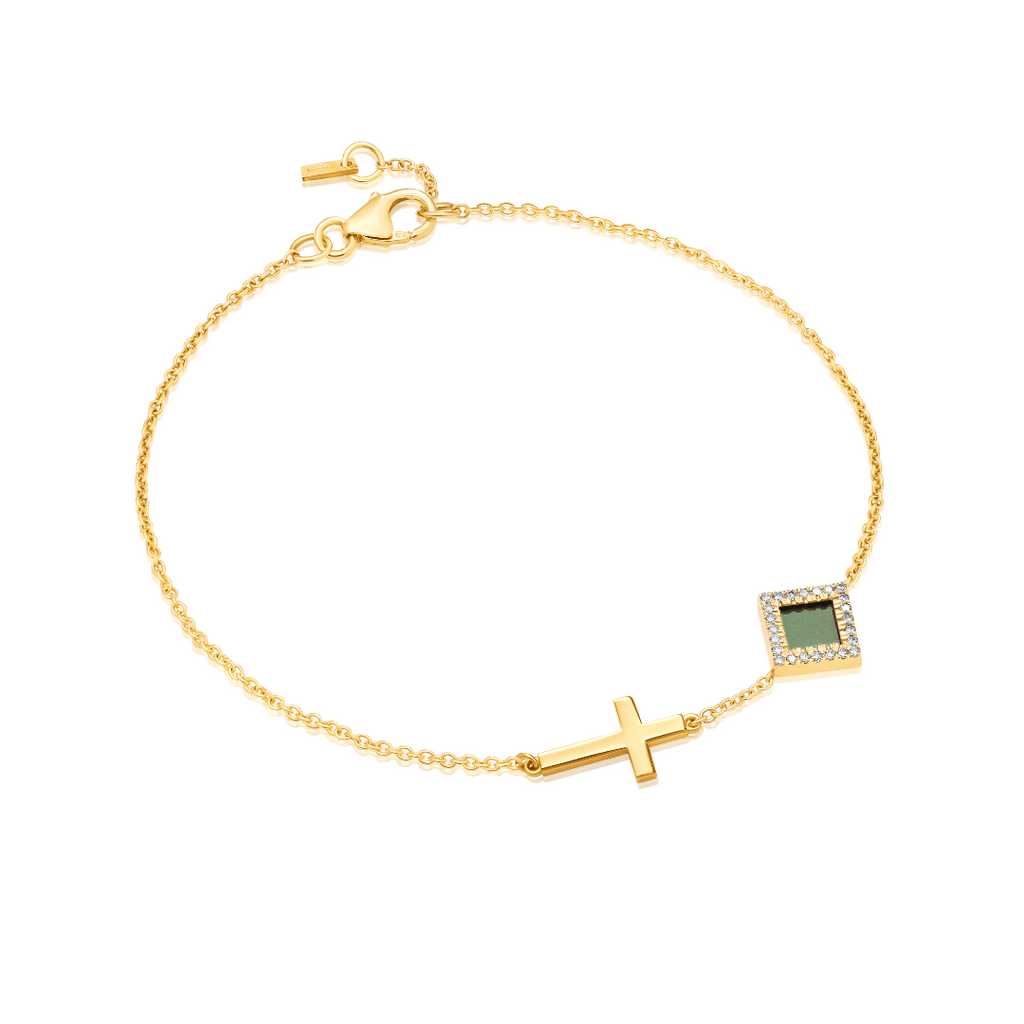 14k Solid Gold Cross Bracelet
