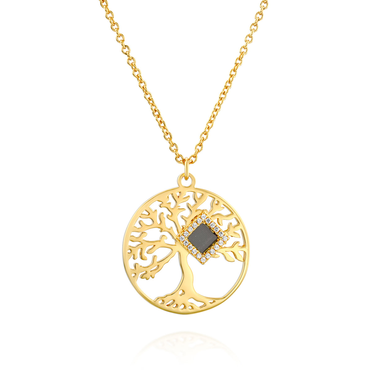 Tree of Life Cubic Zirconia 18K Gold Necklace Pendant Chain for Women –  ZIVOM