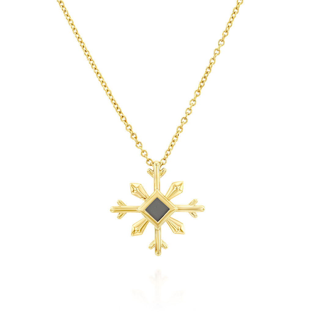 14k Solid Gold Snowflake Necklace