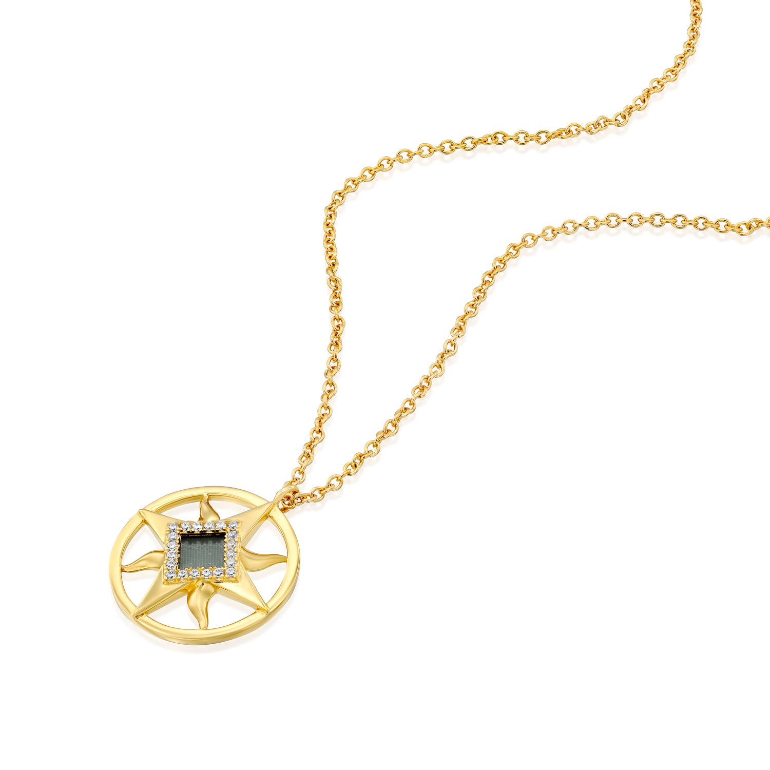 14k Solid Gold Sun Necklace