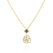 Solid Gold Square Blossom Necklace