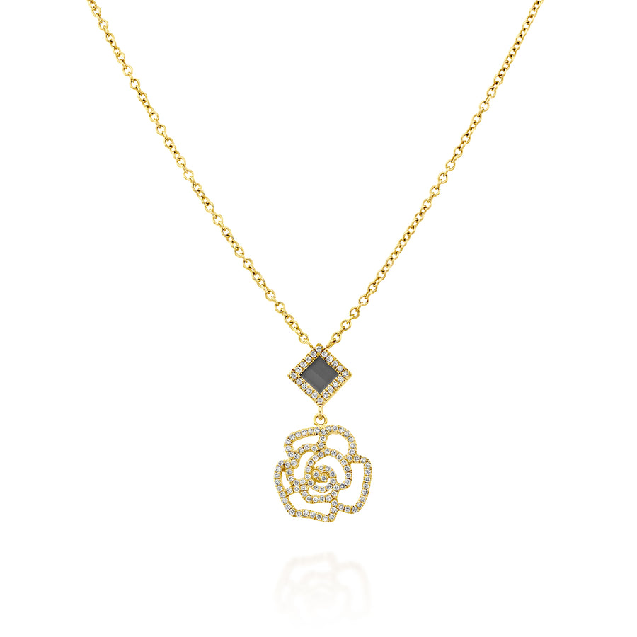 Solid Gold Square Blossom Necklace