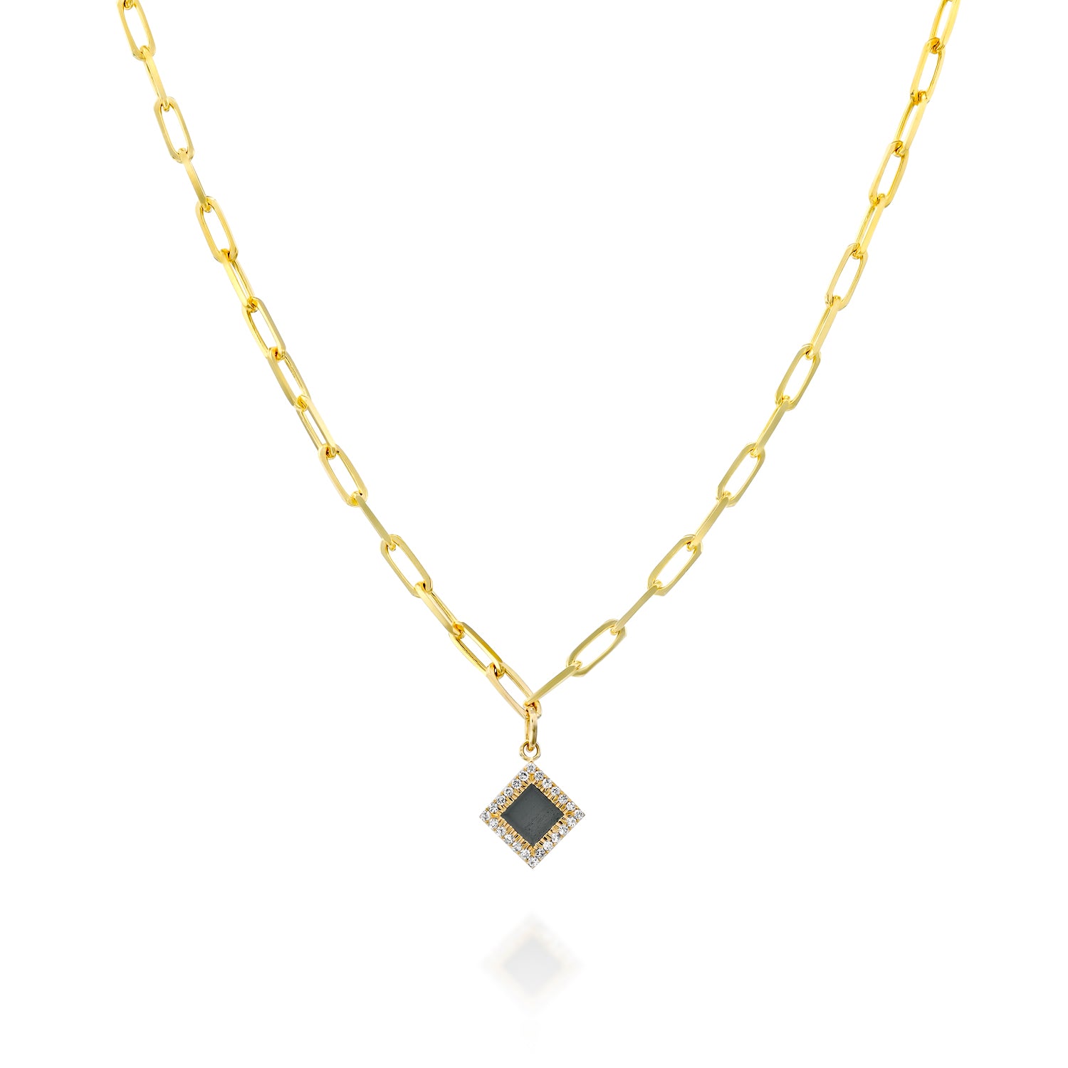 14k Solid Gold Paper Clip Necklace