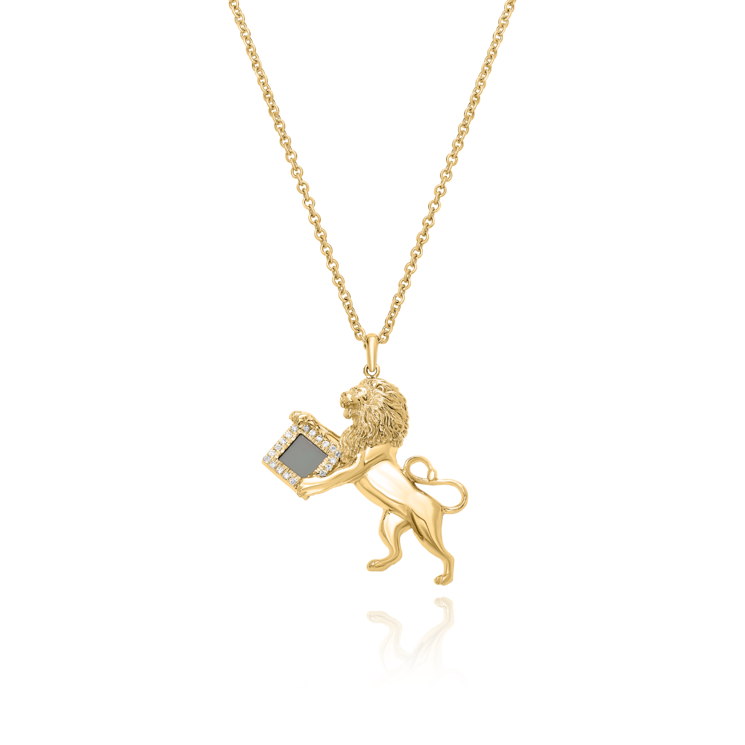 14k Solid Gold The Guardian Lion Necklace