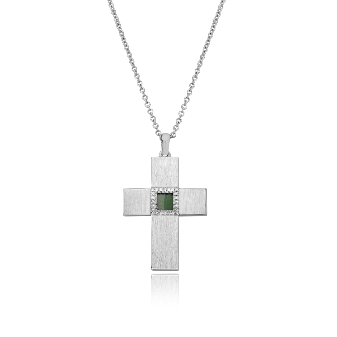 14k Solid Gold Shiny Cross Necklace