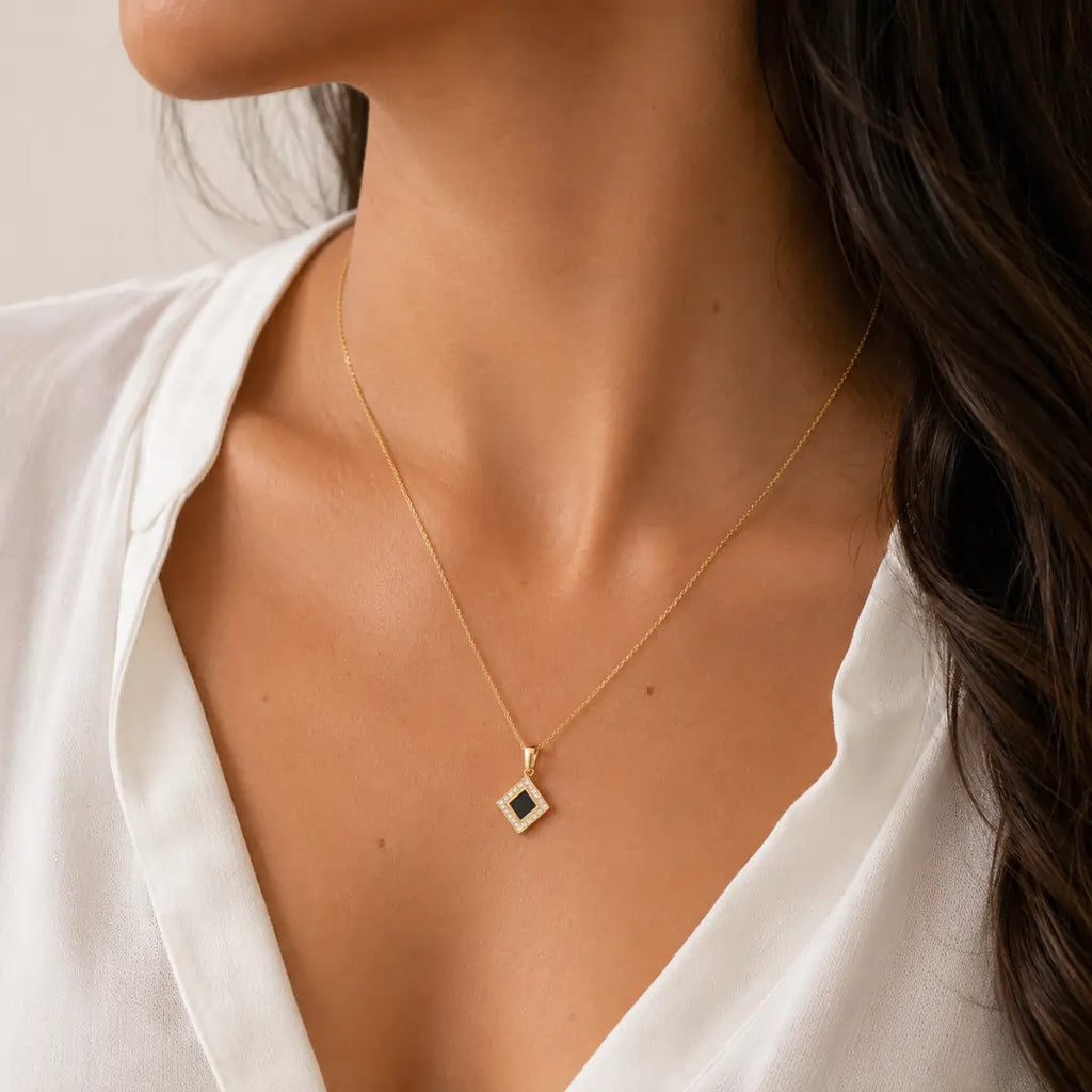14k Solid Gold Radiant Necklace