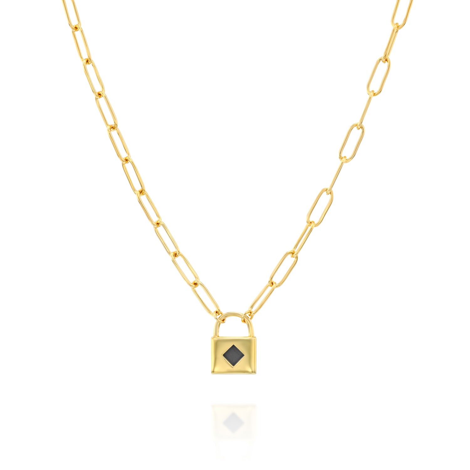 14k Solid Gold Classic Lock Necklace
