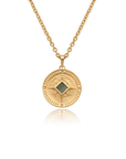 14K Solid Gold Compass Necklace