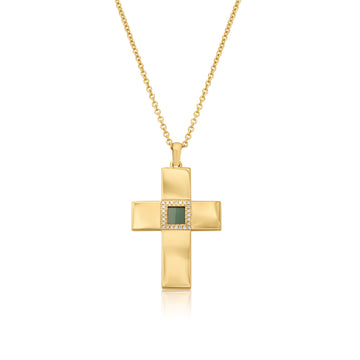 Solid Gold Shiny Cross Necklace