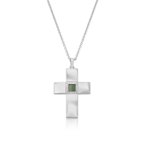 Solid Gold Shiny Cross Necklace