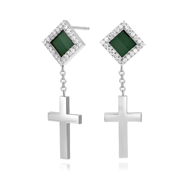 Solid Gold Cross Earrings