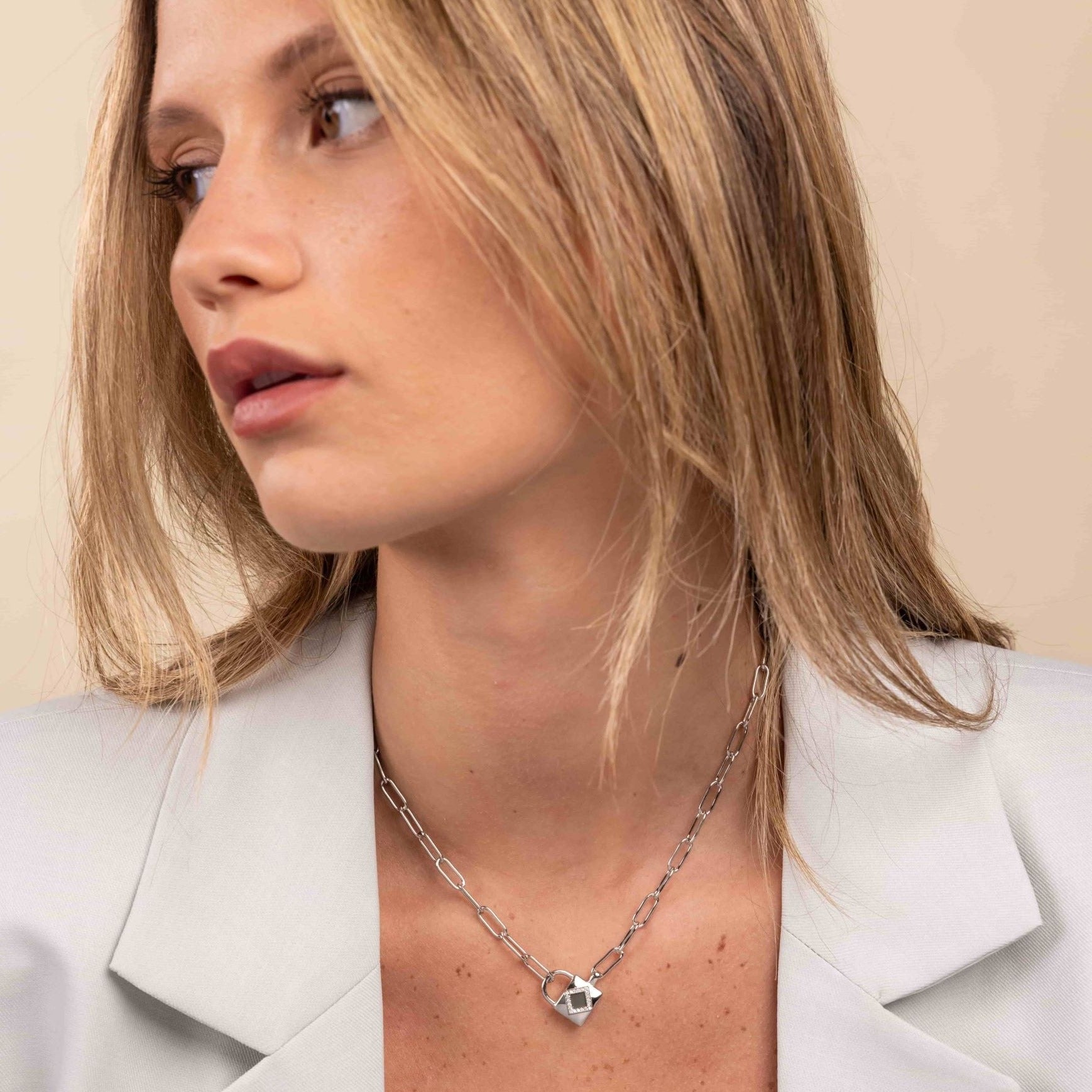 14k Solid Gold Shiny Locker Necklace