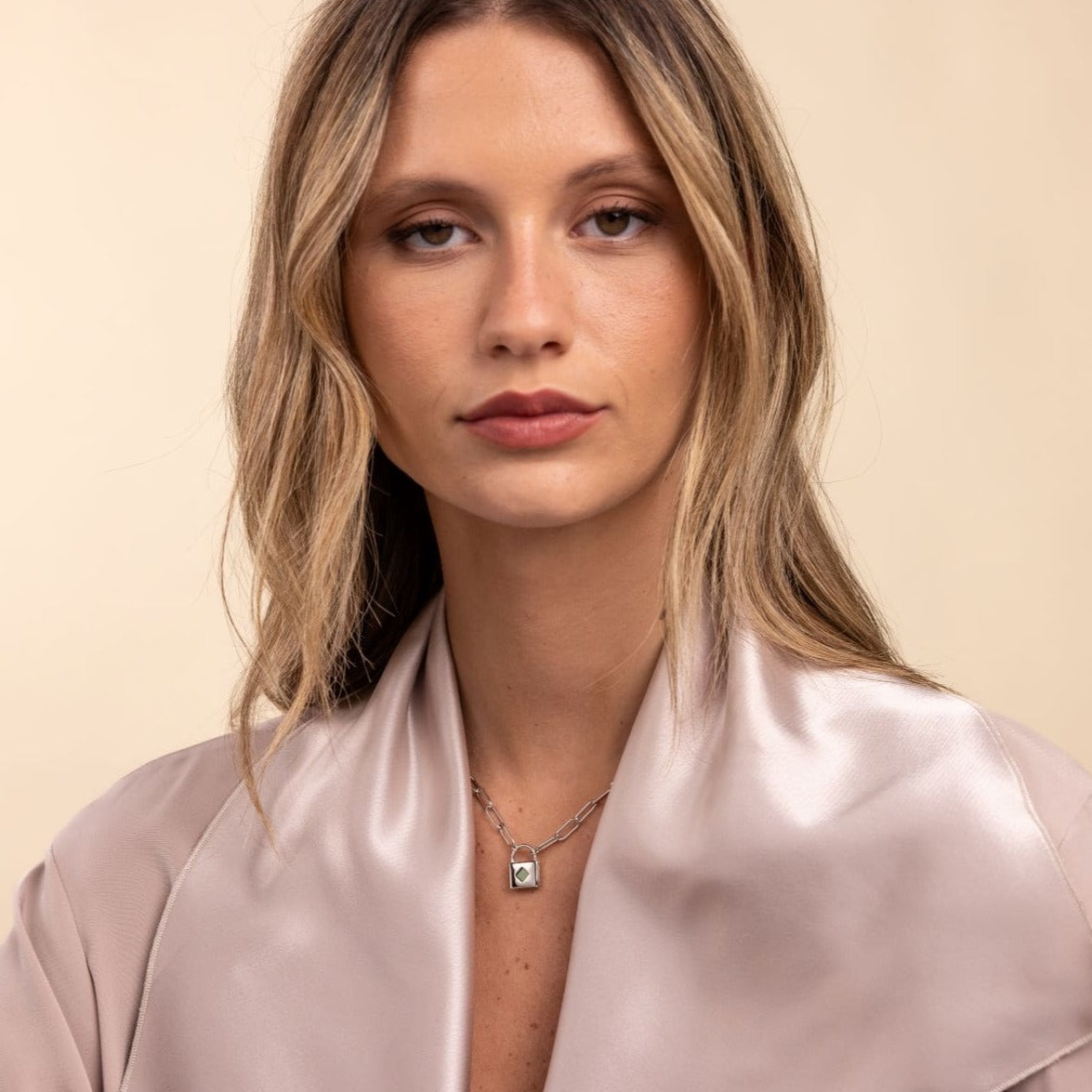 14k Solid Gold Classic Lock Necklace