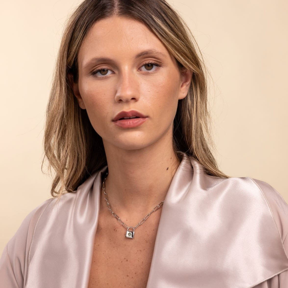 14k Solid Gold Classic Lock Necklace