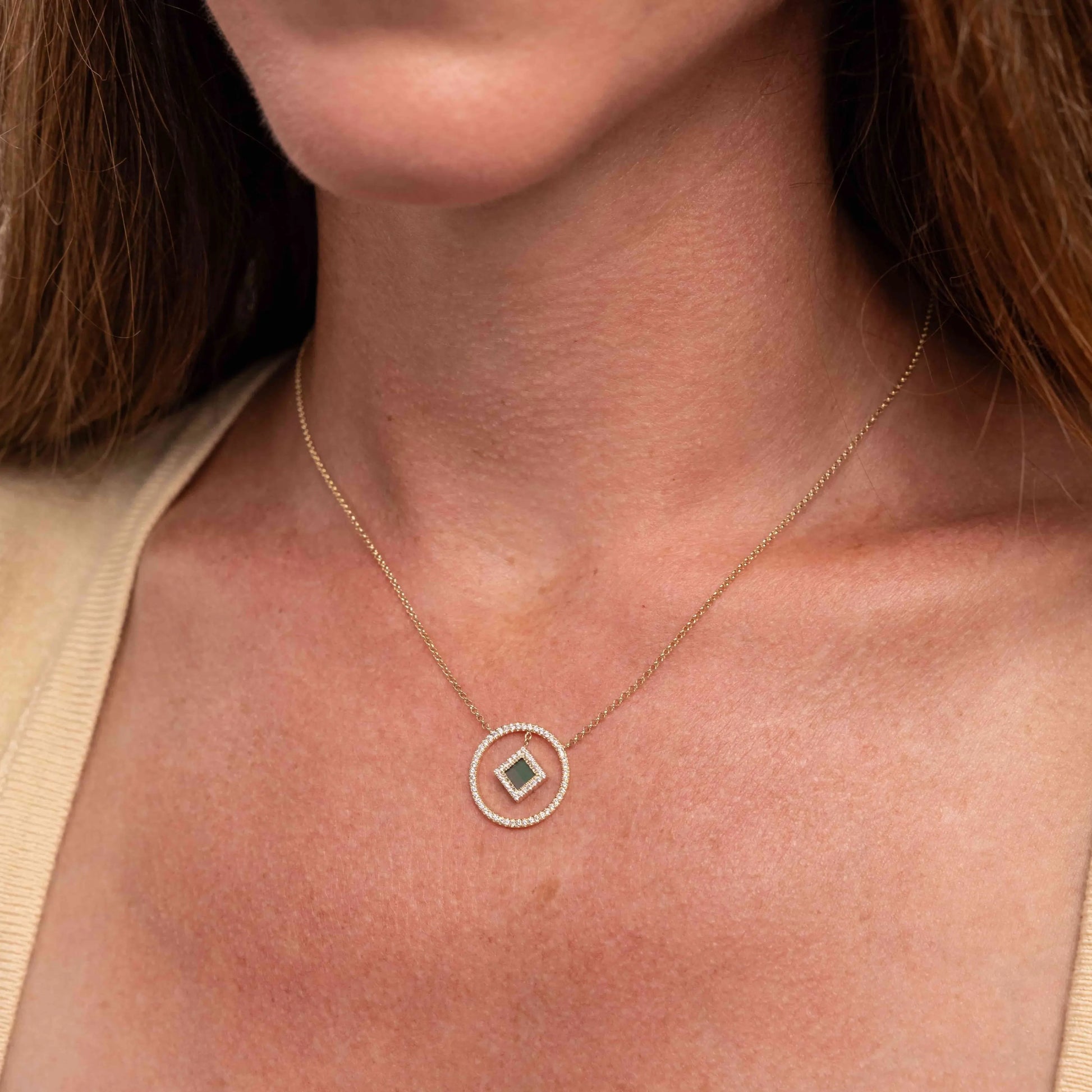14k Solid Gold Circle Necklace