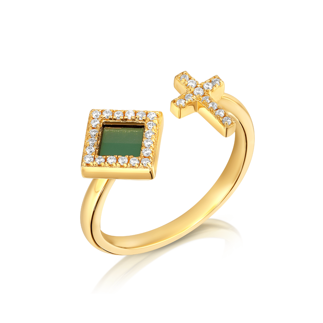 14k Solid Gold Cross Bible Ring