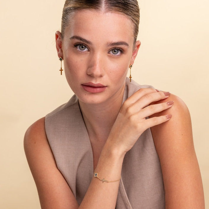 14k Solid Gold Cross Bracelet