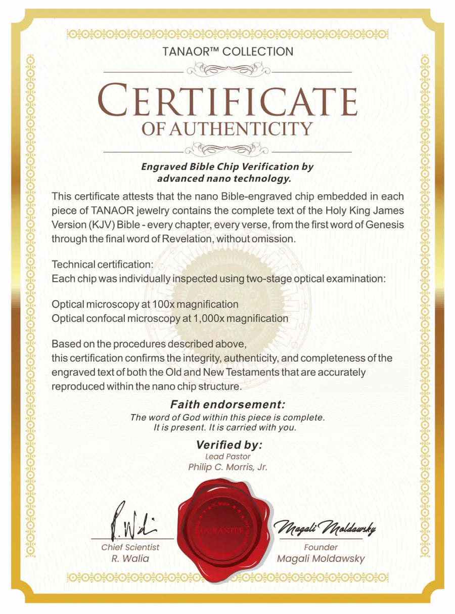 TANAOR Certificate of Authenticity — open the original certificate page