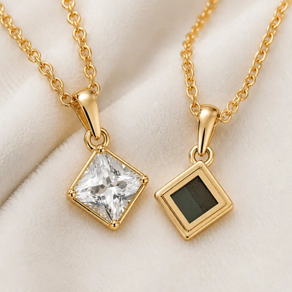 Lab-Grown Diamond Bible Necklace - Square Emerald
