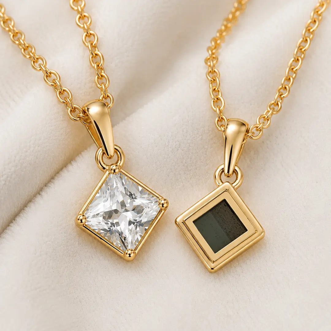 Lab-Grown Diamond Bible Necklace - Square Emerald