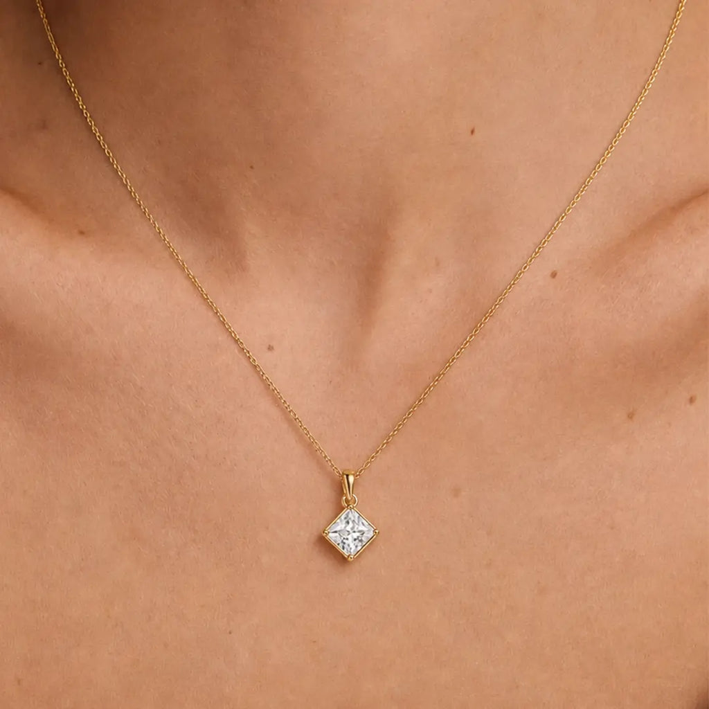 Lab-Grown Diamond Bible Necklace - Square Emerald