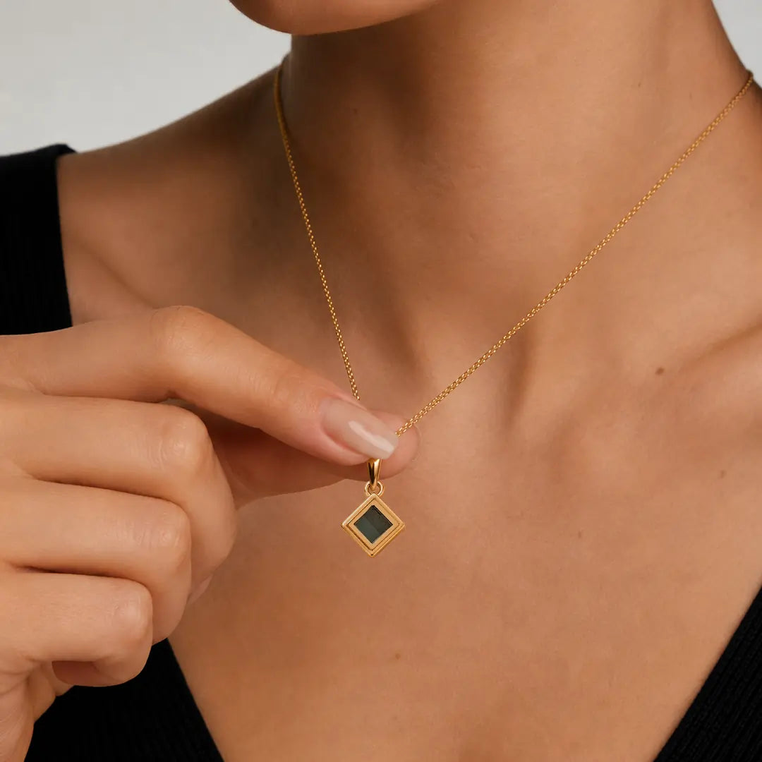 Lab-Grown Diamond Bible Necklace - Square Emerald