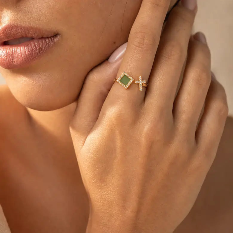 14k Solid Gold Cross Bible Ring