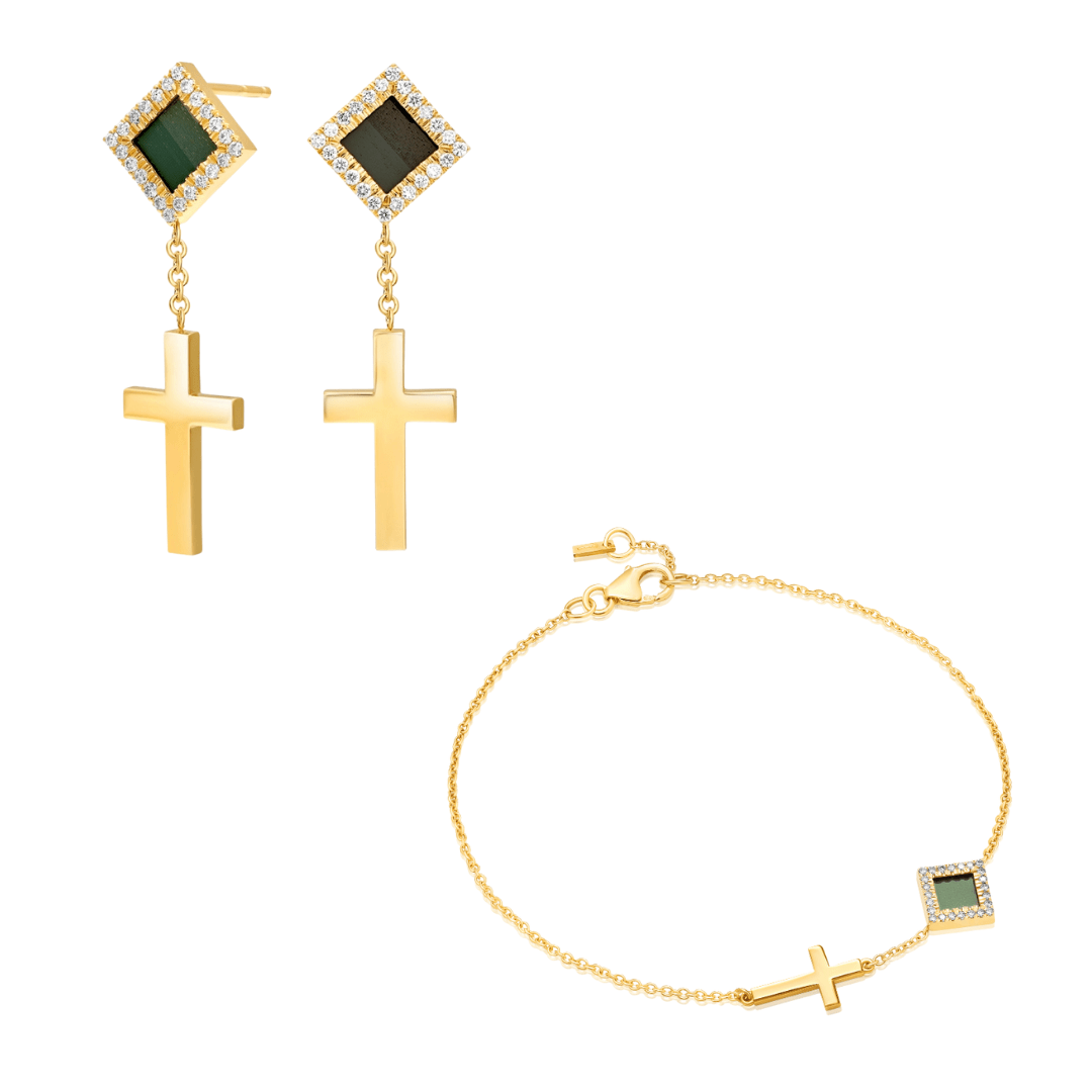 The Cross Set For Her - Bracelet & Earrings