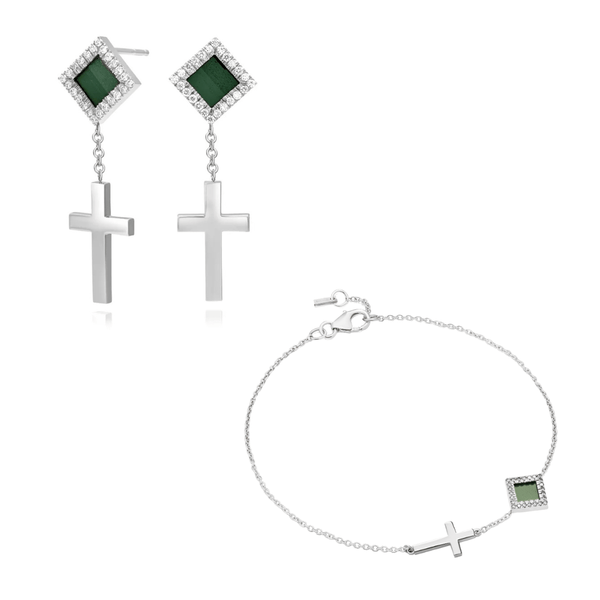 The Cross Set For Her - Bracelet & Earrings