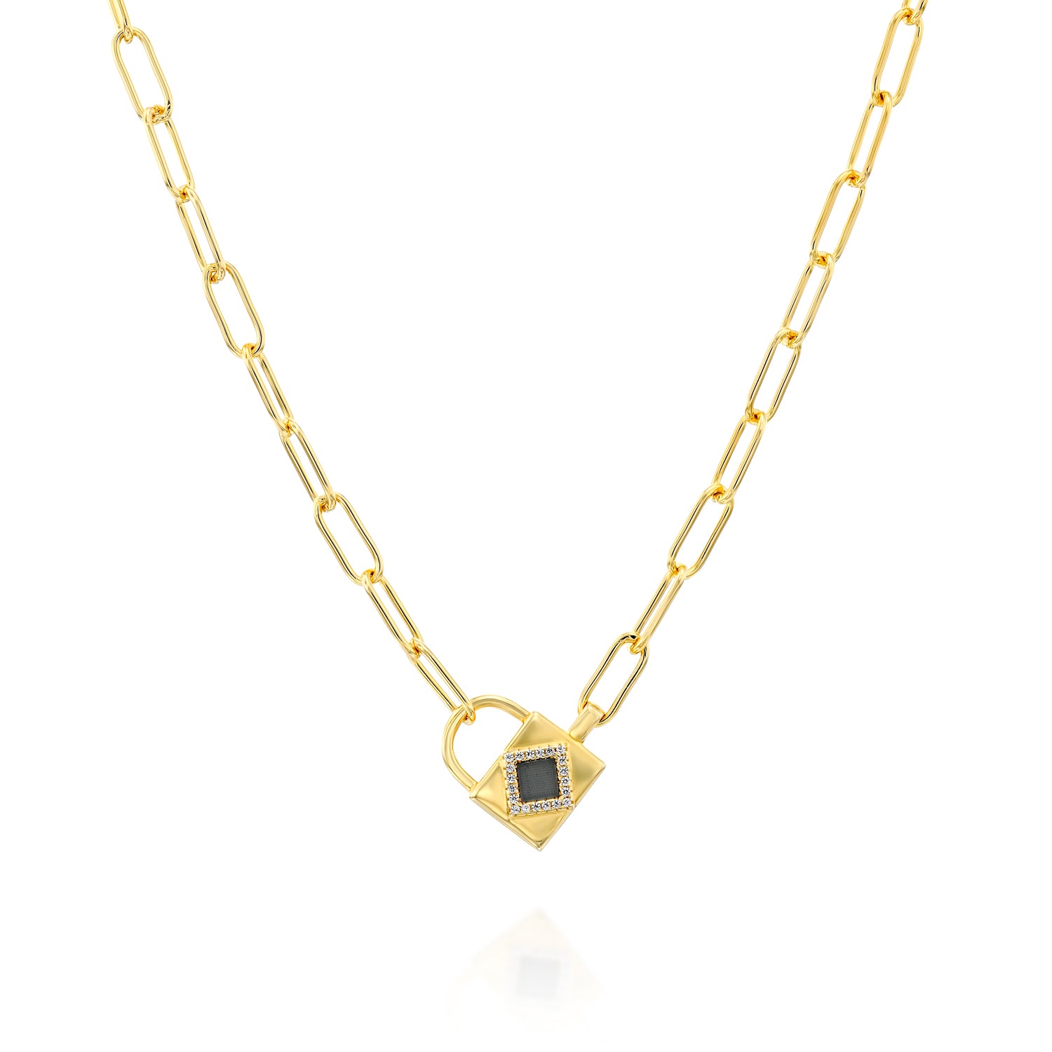 14k Solid Gold Shiny Locker Necklace
