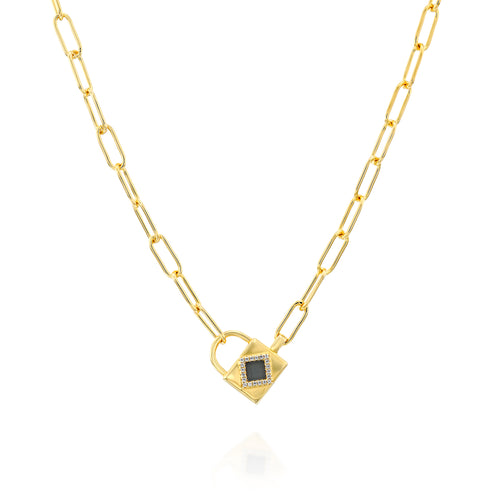 Solid Gold Shiny Locker Necklace