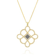 14k Solid Gold & Diamonds Infinity Flower Necklace