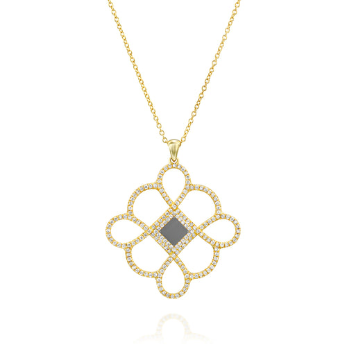 Solid 14K Gold & Diamonds Infinity Flower Necklace