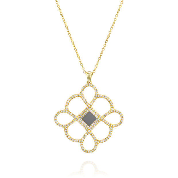 Solid 14K Gold & Diamonds Infinity Flower Necklace