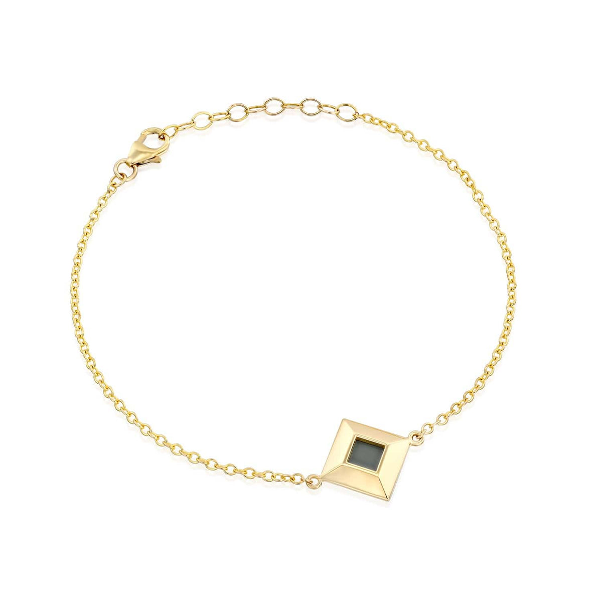14K Solid Gold Yellow String Women's/Men's Cube Bracelet