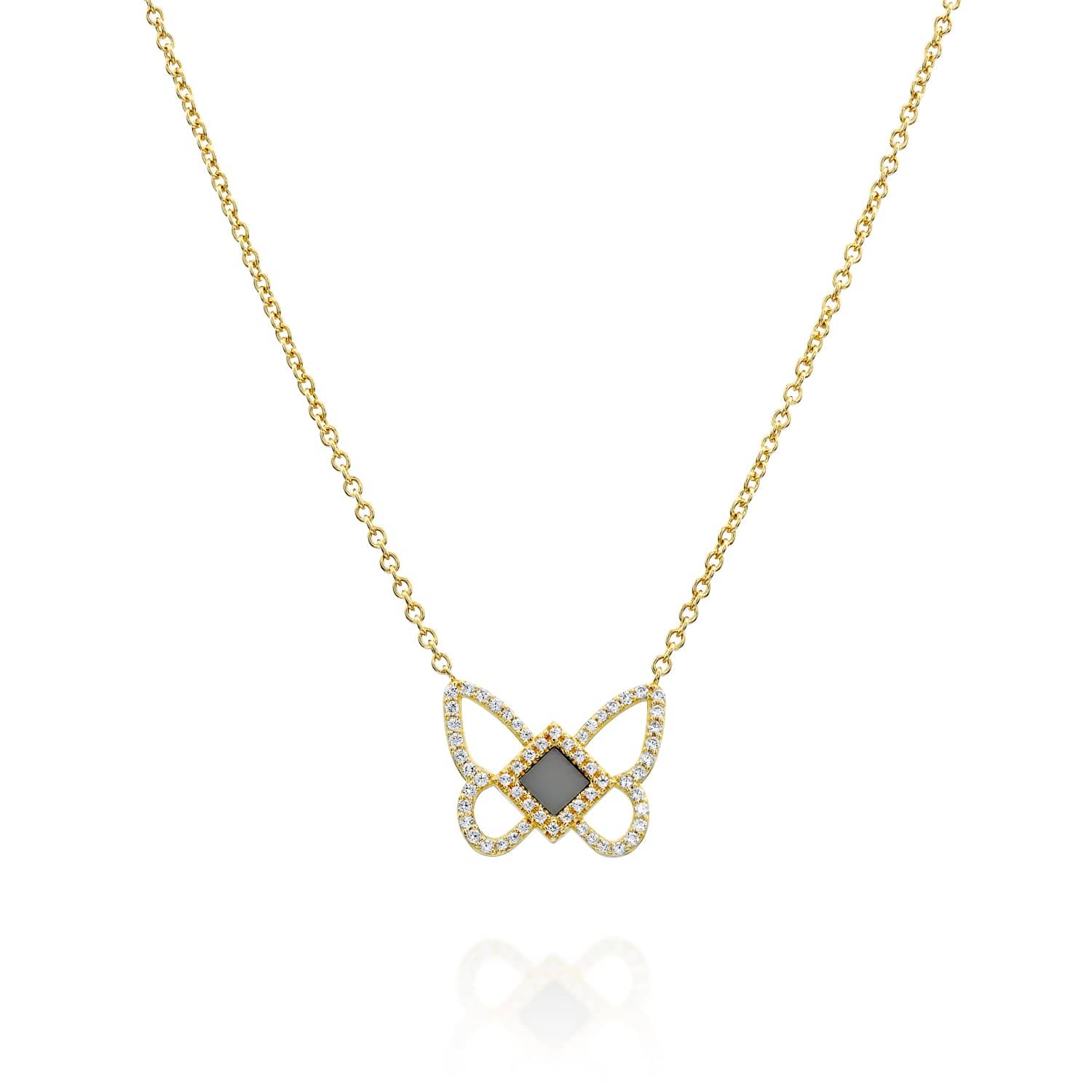 14k Solid Gold Butterfly Necklace