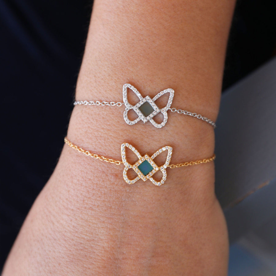 14k Solid Gold Butterfly Bracelet