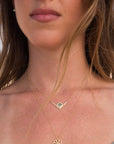 14k Solid Gold V Shiny Necklace